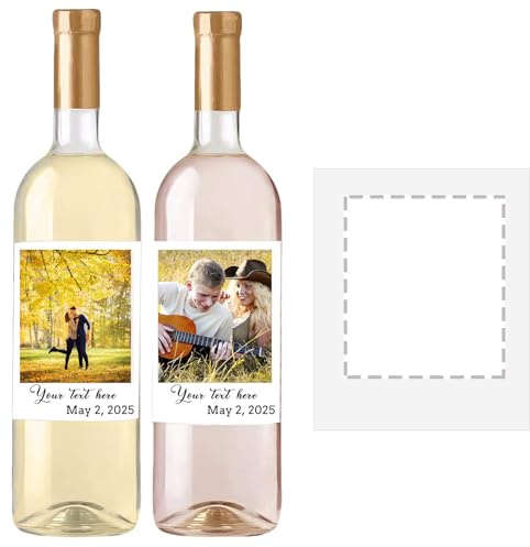 Personalisierte Foto-Weinflaschen-Etiketten, individuelle Weinflaschenetiketten für Save The Date, Jahrestag, Meilenstein-Geburtstage, Quinceanera