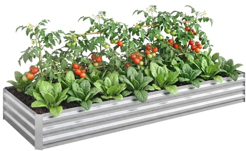 Outsunny Carré Potager en Métal Modulable 241x90,5x30cm Argent | Potager Surélevé, Acier Galvanisé, Jardinière Extérieur Anti-Rouille, pour Légumes et Fleurs