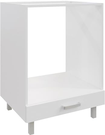 CULIMI Herdumbauschrank 60 cm Weiß Hochglanz – Backofenunterschrank für Einbaubackofen – Modulares Küchensystem