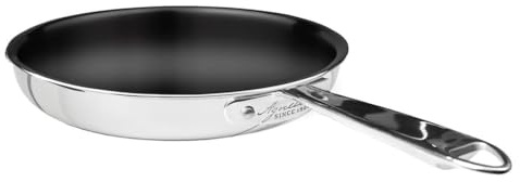 Pentole Agnelli 1907 Padella Antiaderente Alu-Inox 2-Ply con Manico in Acciaio Inox, Compatibile con Induzione - 32 cm
