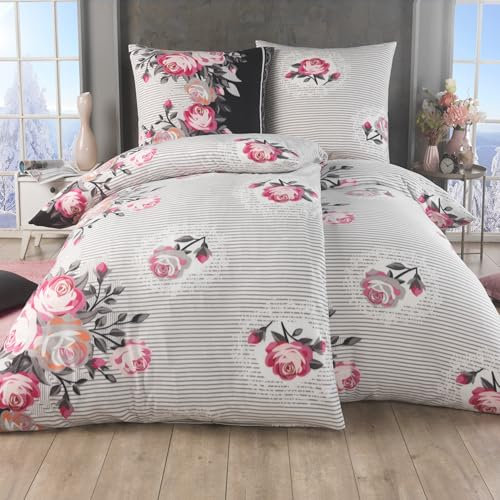 BFW 4 TLG Warme Microfaser Fleece Winter Bettwäsche 135x200 + 80x80 viel Auswahl, Design - Motiv:Design 3