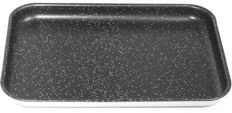NAMAI - Bandeja rectangular para pizza - 35 x 25 cm - Bandeja antiadherente - Material aluminio - Diseño efecto piedra - Bandeja para pizza de horno - Accesorios para pizza-bandejas de horno