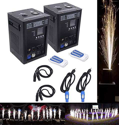 HPDOM Macchina per fuochi d'artificio da 500 W, Macchina per fuochi d'artificio a Freddo con Telecomando DMX-512, Adatta per Discoteche, Club, concerti, palchi, DJ,2Pcs