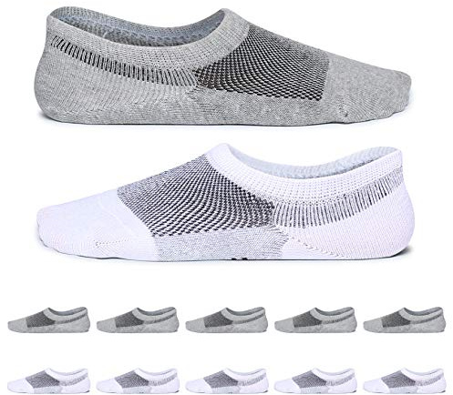 YouShow Sneaker Socken Damen 39-42 10 Paar Herren Füßlinge Ballerina Baumwolle Weiß Grau Sportsocken für Damen