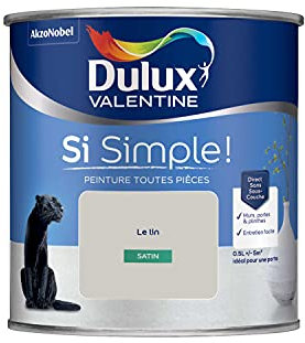 Dulux Valentine Peinture Si Simple Peinture Intérieure Toutes Pièces - Peinture Mur et Plafond, Porte et Plinthe - Couleur : Le Lin - 0,5 L
