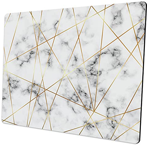 Gray Marble Mouse Pad Golden Lines Mouse Pads Mousepads for Computers Office Laptop PC Wireless Mouse Men Women Desk Accessories with Non-Slip Rubber Design Keyboard Mat 9.5x7.9x0.12 Inch