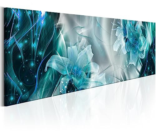 murando Acrylglasbild Abstrakt 135x45 cm 1 Teilig Wandbild auf Acryl Glasbilder Kunstdruck Moderne Acrylglas Platte Wanddekoration Geschenke Heimdekoration Glasbild Blumen blau a-C-0061-k-d