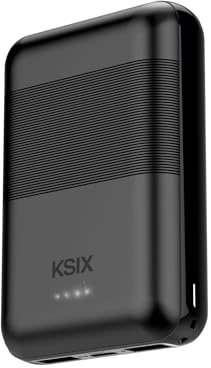 Batería Externa Mini Power Bank Ksix, 10.000mAh, 10W + Cable USB A - USB C, Negro