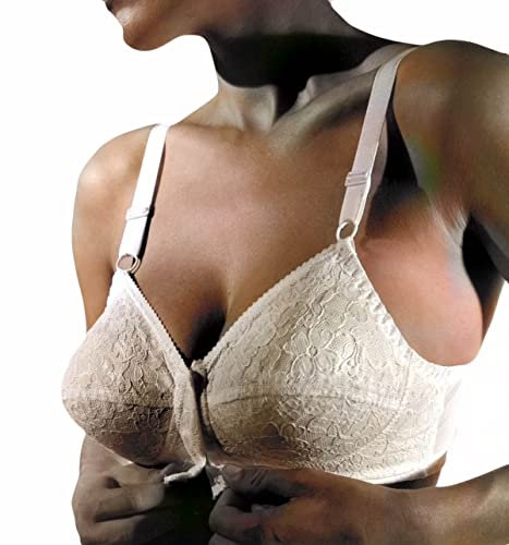 GIOS 1 Pezzo Reggiseno Donna 112 in Pizzo con Apertura Frontale - Senza Ferretto Coppa B. Bianco 7B