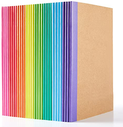 32 Pack Composition Notebooks Bulk, Feela Kraft Cover Lined Blank College Ruled Composition Travel Journals with Rainbow Spines For Women Students Business, 60 Pages, 8.3”x 5.5”, A5, 8 Colors