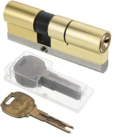 PATIKIL 32.5/42.5 (80mm Totale) Europeo Doppia Serratura Cilindro, Porta Cilindro Serratura con 2 Ristrutturazione Chiavi / 6 Proprietario Chiavi