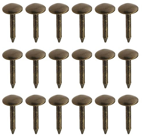 200 clavos redondos para tapicería de cabeza abovedada de latón antiguo, remaches de sofá, grapas de metal gruesas, sujetadores para muebles, tambor, decoración de puertas de madera, 6 x 12 mm