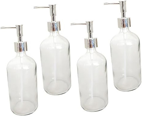 Cabilock 4stücke Glas-pumpflasche Leer Für Lotionen Shampoo Seife Behälter Toilettenset Badezimmer Reisen Camping Weiß