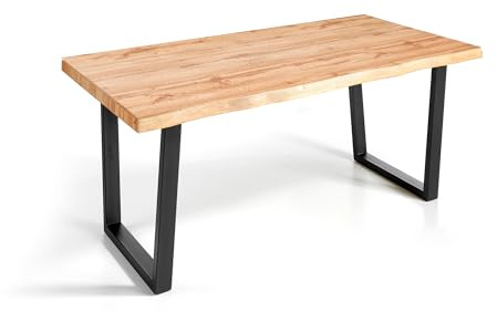 MOMMA HOME Mesa Comedor Madera - Mesa Salon Rustica, Mesa Comedor Patas Metálicas/Hierro Negro, Mesa Madera MDF, Comedor, Alaska, Color Roble/Negro (160_x_90_cm)
