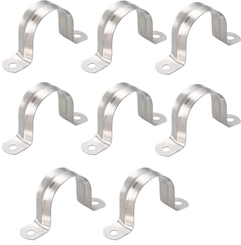 TOP-VIGOR 8 Stück 35 mm starrer Rohrgurt, 2 Löcher, U-Halterung, Rohrschellen, 304 Edelstahl, Spannclip, Sattelklemme für Rohrbefestigung, 8 Stück