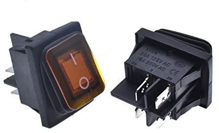 Zubehör für Industrieschalter Wippschalter Wasserdichter Wippschalter 16A 20A mit Kontrollleuchte SKPT Druckknopf 4 Pins 37,6 * 28,6 mm Steuerung Netzschalter Ersatzteile (Color : Kcd4yellow, Size :