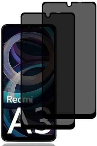 BCHKLAI Protector Pantalla de Privacidad para Xiaomi Redmi A3 [2 Piezas] | Cristal Vidrio Templado Antiespia, Dureza 9H, Anti-Rasguños, Sin Burbujas, Anti-Espía Protector Pantalla para Xiaomi Redmi A3
