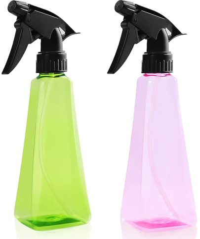 KREMORV Spray Bottle 2Pack 350ml Refillable Empty Squirt Bottles for Hair | Fine Mist Empty Spray Bottles Multicolor with Adjustable Nozzle for Cleaning, Plants, Hair, Pet Training