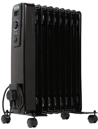 ECOSO 2000W Black UK Plug Oil Filled Electric Radiator 540 x 240mm