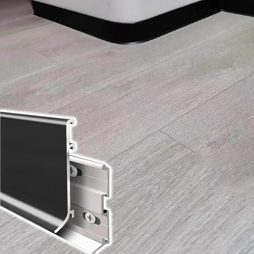 Sockelleiste Sockelleisten Fussleisten Hohe 8cm flexible Fußleistenleiste für runde Ecken, Perforierte Installation Aluminium Wand-Sockelleistenleisten, Wasserdichtes Badezimmer Wand Sockelleiste Trim