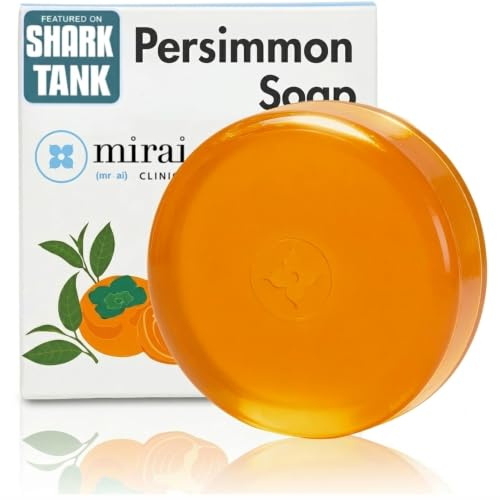 Mirai Clinical Persimmon Soap Bar for Old People Smell - Nonenal® Solution - Japanese Persimmon and Green Tea Extract - For Men and Women - Gentle on All Skin Types - Natural Body Odor Soap