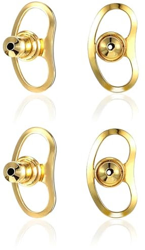 UYRVAPE 4pcs Botón Perforado Parte Trasera de Pendientes para Orejas Caídas, Soporte de Bloqueo para Pendientes Grandes y Pesados, Oro