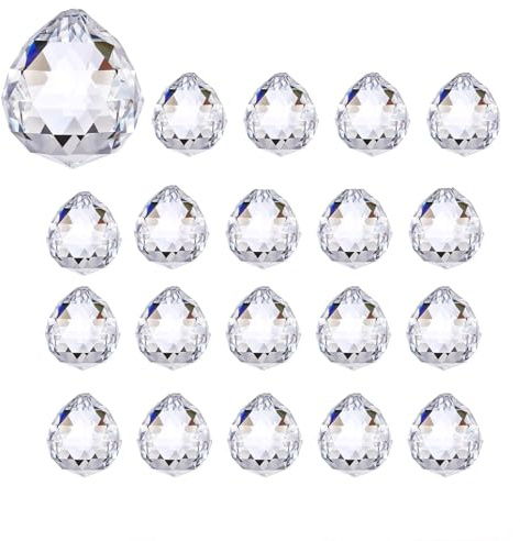 Weenwill Crystal Ball Prism,20 Pcs Clear Sun catchers 20mm Sparkling Prism Suncatcher Hanging Crystals Prisms Rainbow Pendants Maker for Window Ornament,Craft Wedding Home Décor