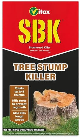 HOCHSTE® Vitax SBK Brushwood & Tree Stump Killer 250ml | Glyphosate-Free Solution | Kills Roots & Prevents Regrowth | Treats Up to 8 Stumps | Ideal for Brambles, Thistles Red 1 Pack