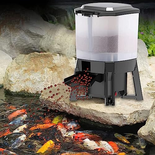 Solar Automatic Fish Feeder, Electric Fish Food Dispenser, 6L Large Capacity, 120° Dispersed Feeding Design,For Indoor Outdoor Fish Pond Smart Timer