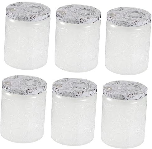 PERSELOSO 6pièces Pots Verre pour Fabrication De Bougies avec Design Embossé Contenants Aromathérapie pour Événements Et Décoration De Fête