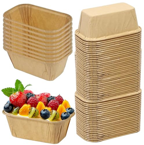 50 PCS Mini Loaf Cake Cases - Non-Stick Greaseproof Baking Liners, Disposable Paper Molds for Muffins, Brownies & Mini Cakes