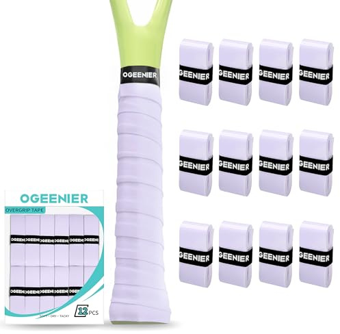 Ogeenier Overgrip x12 Antiscivolo e Anti-Sudore per Racchette, Adesivo Autoadesivo - Perfetto Come Grip Racchetta Padel, Grip Racchetta Tennis e Overgrip Tennis per Padel, Tennis, Badminton e Squash