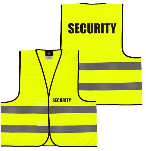 PartyMagix Security Warnweste mit Aufdruck - 5er 10er Sets Sicherheitsweste Rücken/Front- Druck - Gelb Orange XS - 6XL