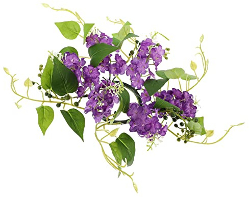 Hoement Artificial Leaf Candle Ring Wreath with Realistic Purple Hyacinth Flowers and Material Lightweight Table Decoration for Weddings Parties and Home Use
