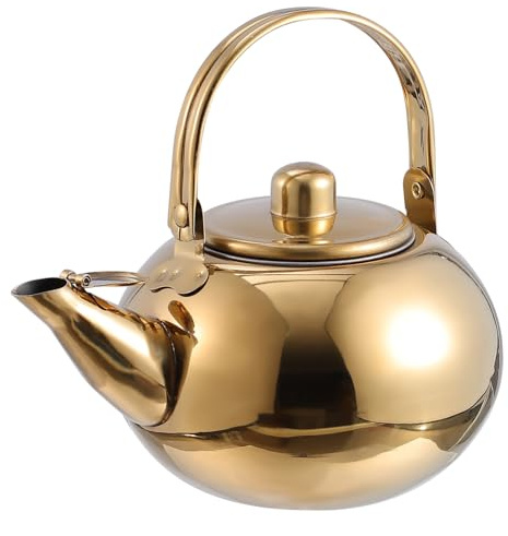 Happyyami Tetera de Acero Inoxidable Filtro, Hervidor Portátil de 1L, Diseño Engrosado, Ligera y Resistente para Preparar Té en Casa