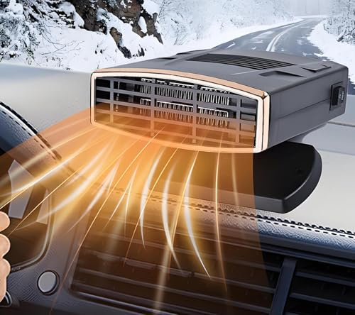 Calentador de Coche, portátil de 12V 200W, Calentamiento rápido, descongelador de Parabrisas, Enchufe para Encendedor de Cigarrillos, descongelador de Coche Giratorio de 360°