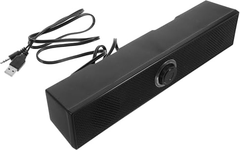 BELLIFFY Altavoces para Ordenador Barra De Sonido Cable USB, Subwoofer Integrado, Sonido Estéreo Potente para Juegos y Oficina, Diseño Compacto En Color Negro para Escritorio Portátil