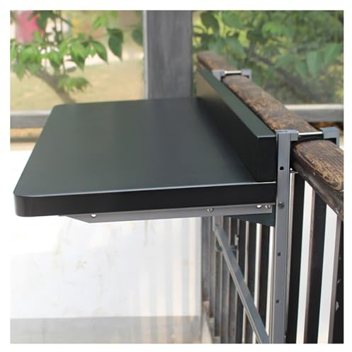 Table de bar pliante pour balcon, table de bar en polyéthylène haute densité pour terrasse de jardin, table suspendue peu encombrante, noir, 120 x 39 cm (L x l x l)