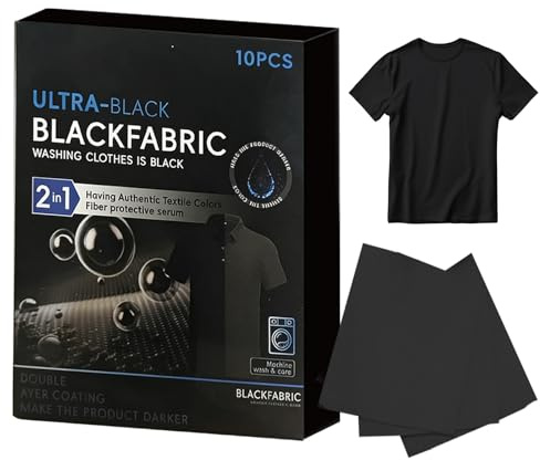 Quzente Black Fabric Dye, Intense Black, Dye Washing Machine Fabric Dyes Pod For Clothes, Hand Dyes, FabricsDye Sachet For Clothes, Blackening Restore Color Sheets, 10PCS