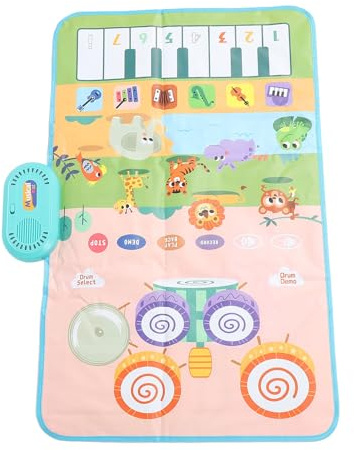 HUSHUI Musikmatte für Kleinkinder, Klaviertastatur und Schlagzeug-Pad-Spielzeug mit 2 Stöcken, Touch-Sound-Erzeugung für Frühe Bildung und Eltern-Kind-Interaktion (Tiertyp)