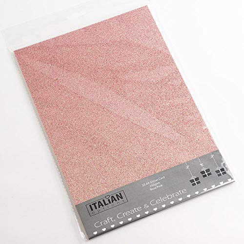 Italian Options 250 g/m² fusselfreies Glitzer-Karton-Bastelpapier, 10 Blatt, A4-Größe, Rosa