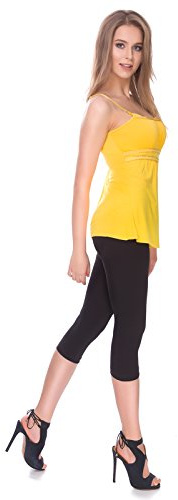 SOFTSAIL Femmes 3/4 Coton Solide Leggings Sécurisé Capri Activewear Gym Yoga Fitness Casual Pantalon Court Tailles 36-56 EUR MIDL3