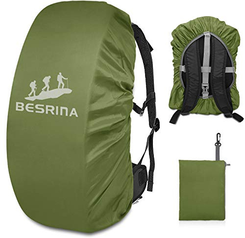 Besrina Backpack Rain Cover (15-90L),Upgraded Non-Slip Cross Buckle Strap & Reflective Waterproof Rucksack Cover for Hiking Camping Traveling Cycling