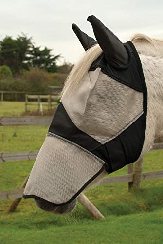 Rhinegold Unisexs 477-XF Fly Mask med öron och näsa, svart, extra full