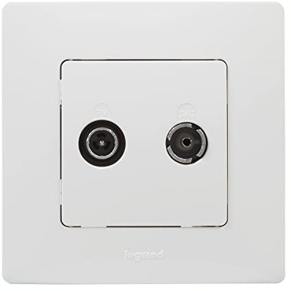 LEGRAND Enchufe TV, Toma para Televisión, Radio, Satélite Intermedia, Gama Niloé Monobloc, Mecanismo Completo con Marco, Blanco, 396448
