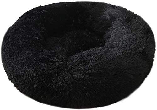 Aldenhoven Goods Hundebett Plüsch Rund Katzenbett Hundekissen Katzenkissen Donut Hundekörbchen (Schwarz, 100 cm)
