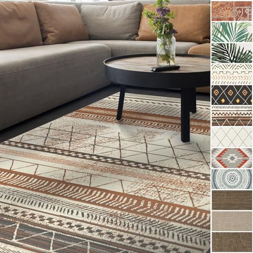 Rebel - Alfombra para interiores y exteriores, fácil de limpiar y resistente a los rayos UV, para terraza, balcón, cocina, pasillo y vivienda (marrón, 80 x 150 cm)