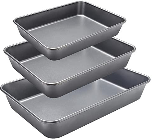 32nd Set of 3 Durable Carbon Steel Non-Stick Oven Roasting Pan - Set Includes: 1 X Small, 1 X Medium and 1X Large