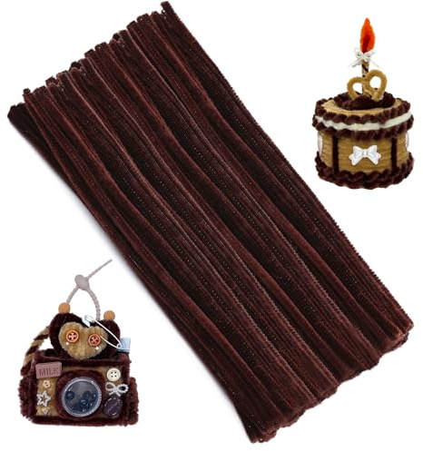 Kuppt Pfeifenputzer zum Basteln 100 Stück Pfeifenreiniger Braun 30 cm | Chenille-Pfeifenreiniger eignen sich für Heim- und Festtagsdekorationen sowie für Bastelarbeiten