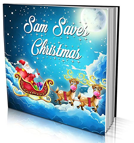 Personalised Story Book by Dinkleboo - Saving Christmas - for Kids Aged 0 to 8 Years Old - A Story About Your Child Helping Santa’s Reindeer Get Back to North Pole. Soft Cover